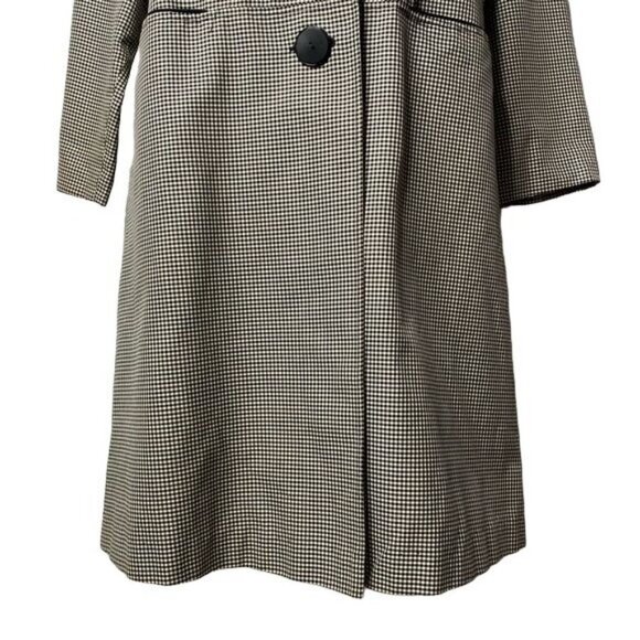 Vintage Canadian Maid Gray Plaid Overcoat Jacket Button Trench Nylon Coat Size L - Picture 4 of 12
